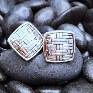 John Hardy .925 Square Basket Weave Earrings